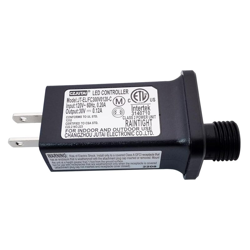 Dirduaid 30V 0.12A LED Controller with 8 Modes, JT-EL/FC300V0120-C Class 2 Power Supply Multifunctional Transformer, Low Voltage Transformer US Plug for LED Light (30v 0.12a) - Image 1